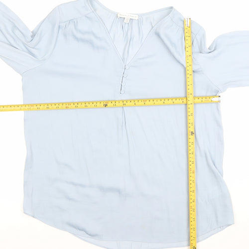 Maison d'Amélie Women’s Blue Long Sleeve V-Neck Blouse UK M