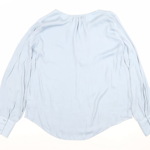 Maison d'Amélie Women’s Blue Long Sleeve V-Neck Blouse UK M