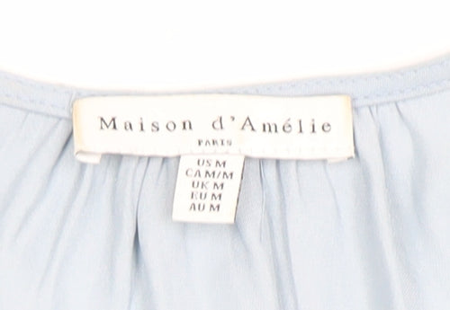 Maison d'Amélie Women’s Blue Long Sleeve V-Neck Blouse UK M