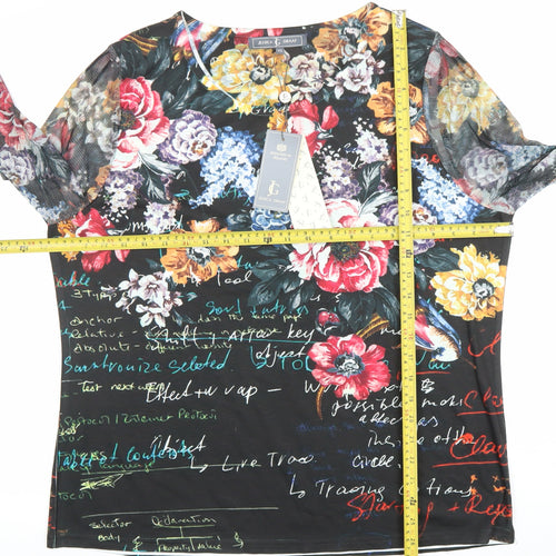 Jessica Graaf Women's Multicoloured Floral Long Sleeve T-Shirt Top 2XL