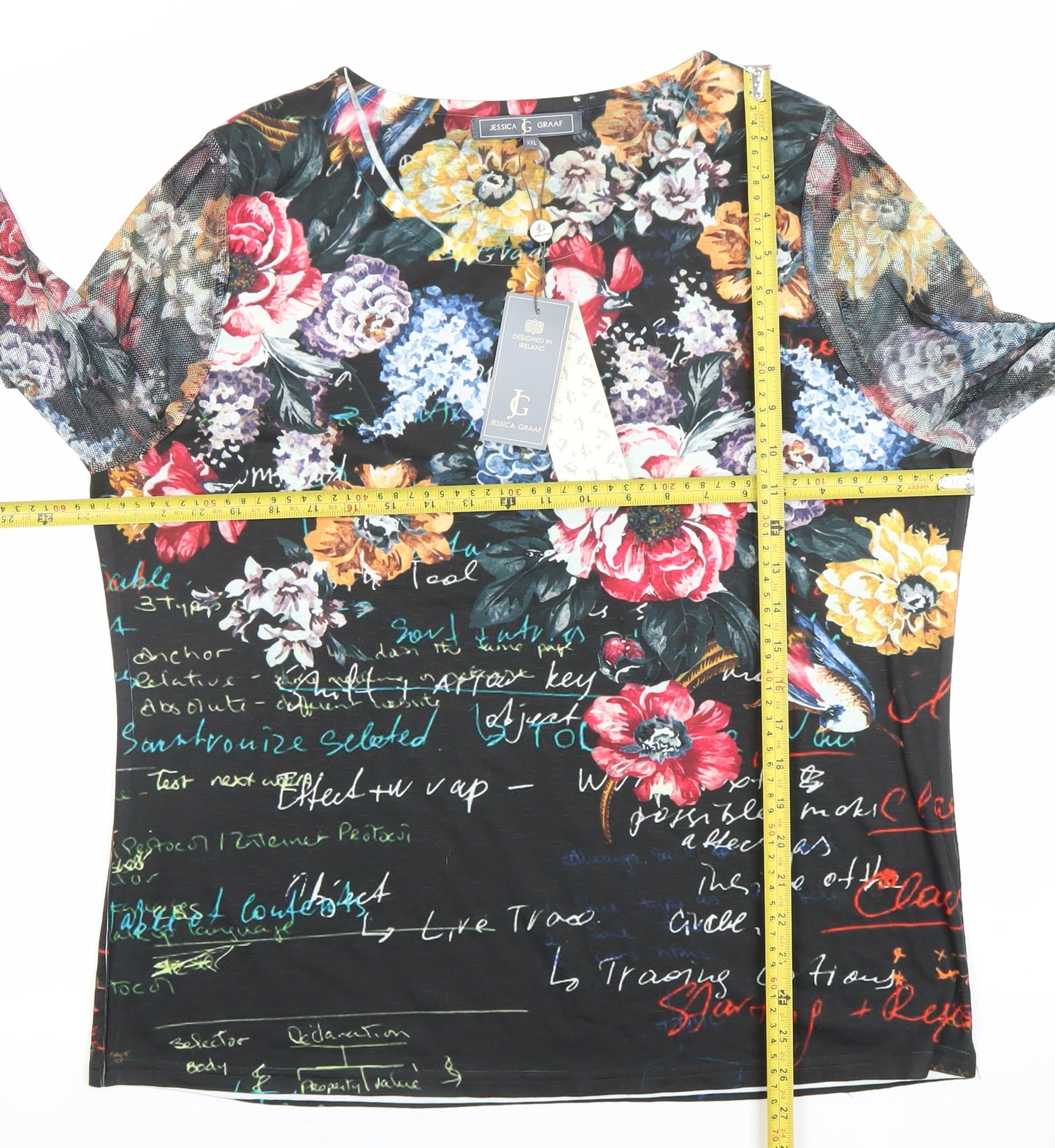 Jessica Graaf Women's Multicoloured Floral Long Sleeve T-Shirt Top 2XL