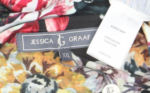 Jessica Graaf Women's Multicoloured Floral Long Sleeve T-Shirt Top 2XL