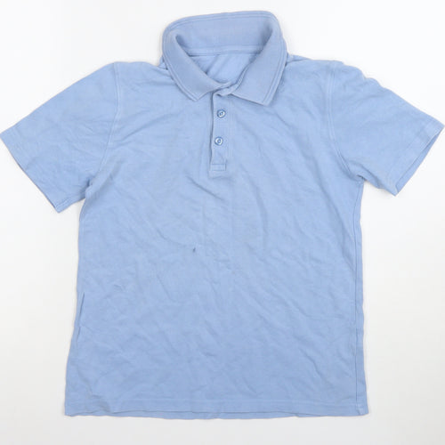 St. Bernard Boys Blue Cotton Polo Shirt 10-11 Years Button-Down Collar