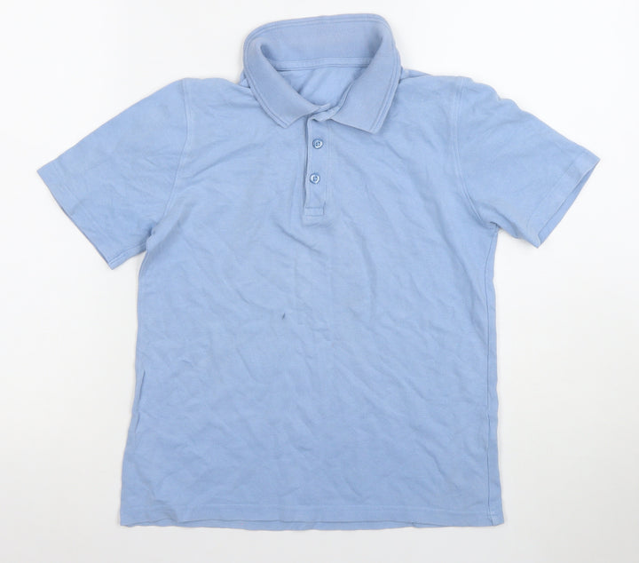 St. Bernard Boys Blue Cotton Polo Shirt 10-11 Years Button-Down Collar