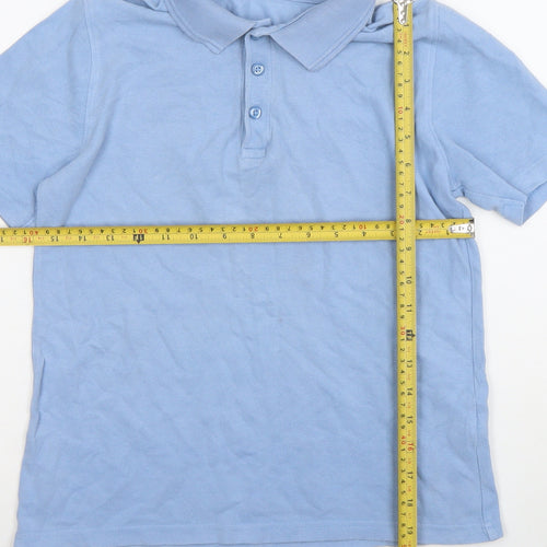St. Bernard Boys Blue Cotton Polo Shirt 10-11 Years Button-Down Collar