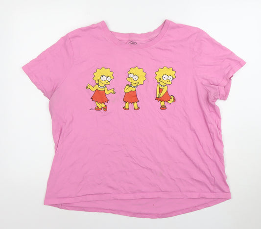The Simpsons Women's Pink Lisa Simpson Print Cotton T-Shirt XL
