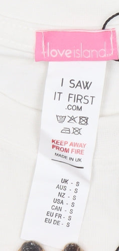 I Saw It First Women’s White Love Island Small Graphic T-Shirt Dress