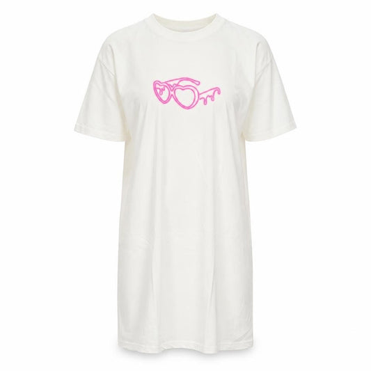 Front view of I Saw It First Women White Love Island Short T-Shirt Dress, size S