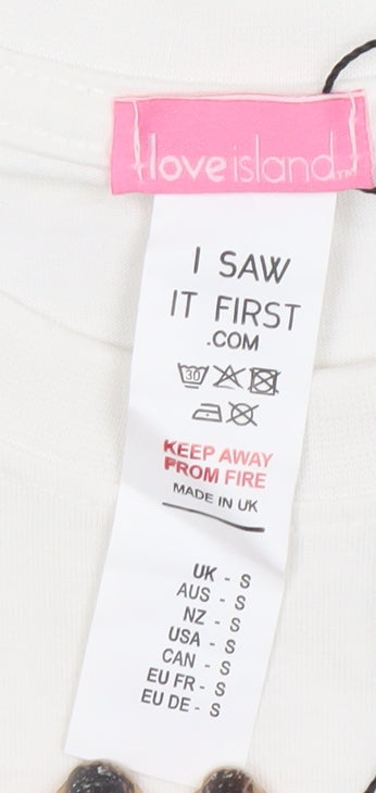 I Saw It First Women White Love Island Short T-Shirt Dress Size S