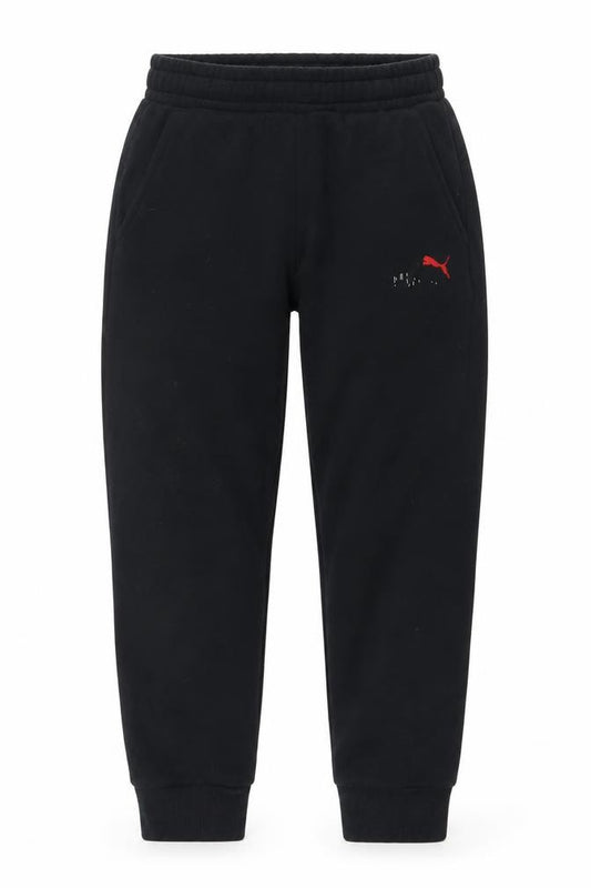 Front view of Puma men’s black xs jogger activewear sweatpants tapered fit