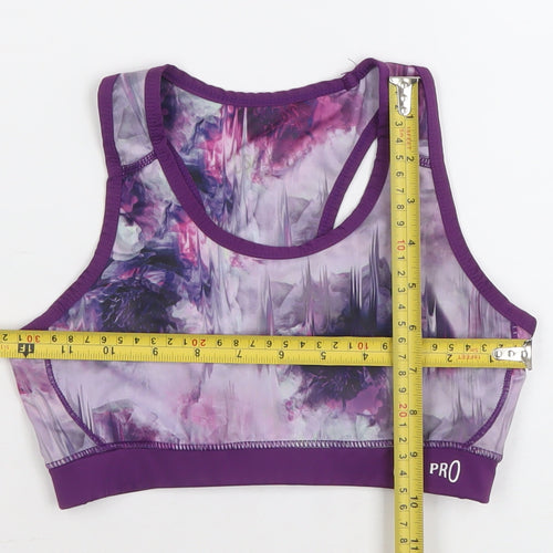 USA Pro Women's Purple Abstract Racerback Sports Bra Size 13-14 Medium Support