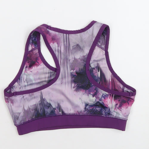 USA Pro Women's Purple Abstract Racerback Sports Bra Size 13-14 Medium Support