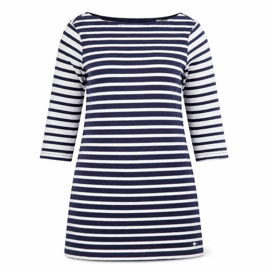 Front view of Jack Wills Women's Blue Striped T-Shirt Dress, size 12