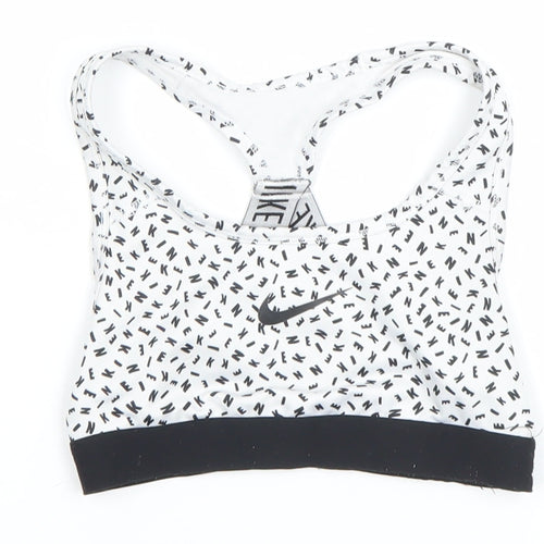 Nike Girls White Black Dri-FIT Sports Bra M Athletic Tank Top