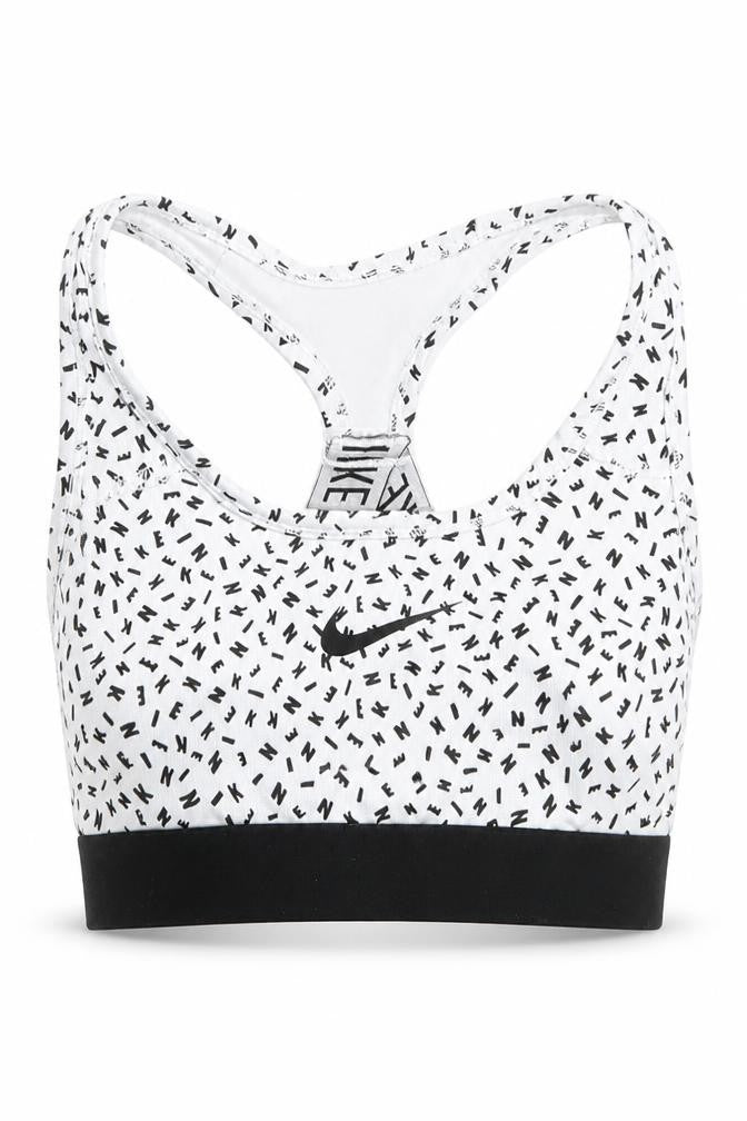 Nike Girls White Black Dri-FIT Sports Bra M Athletic Tank Top