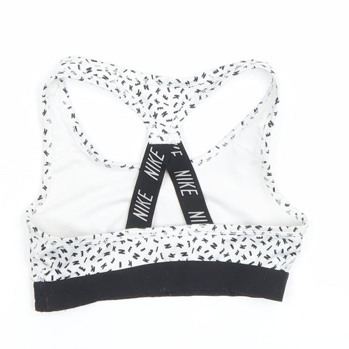 Nike Girls White Black Dri-FIT Sports Bra M Athletic Tank Top