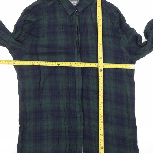 Superdry Men Green Blue Plaid Button-Up Shirt Size S Viscose