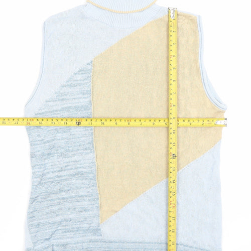 Carrig Donn Women's Blue Beige Knit Sleeveless Roll Neck Tank Top M