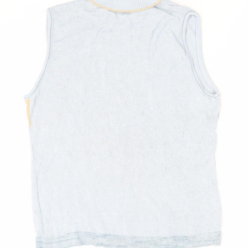 Carrig Donn Women's Blue Beige Knit Sleeveless Roll Neck Tank Top M