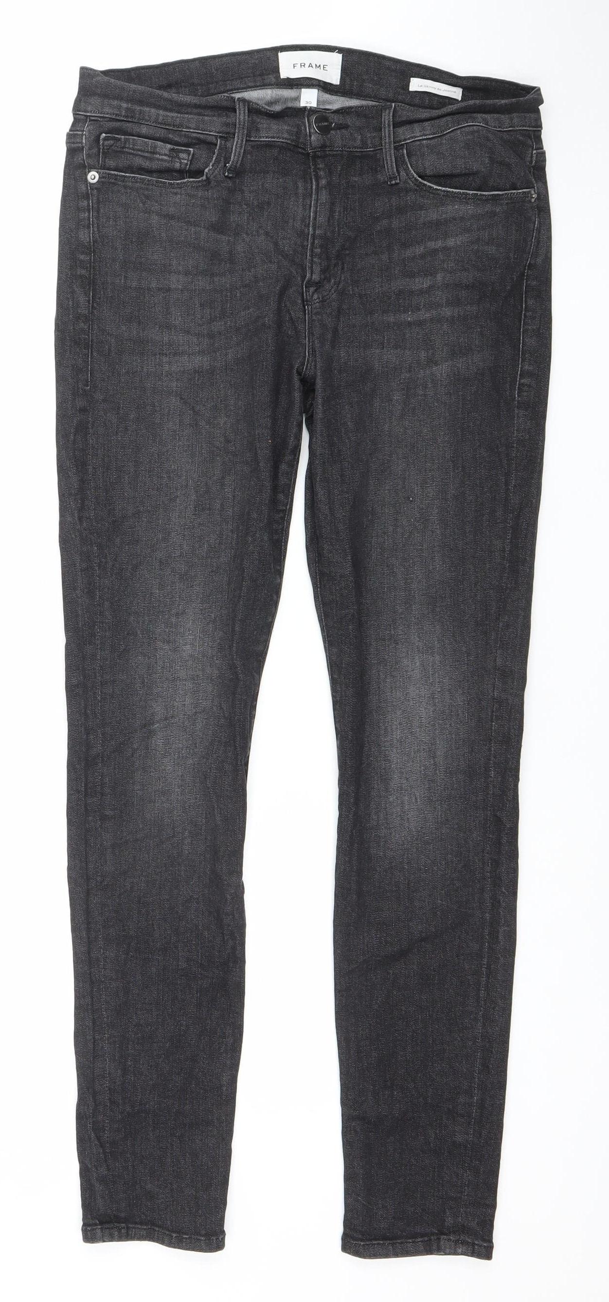 FRAME Womens Black Skinny Jeans Size 30 Slim Fit Mid Rise Denim