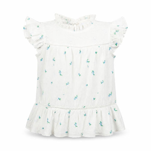 Leigh Tucker Willow Girls White Floral Ruffle Blouse 9-10 Years