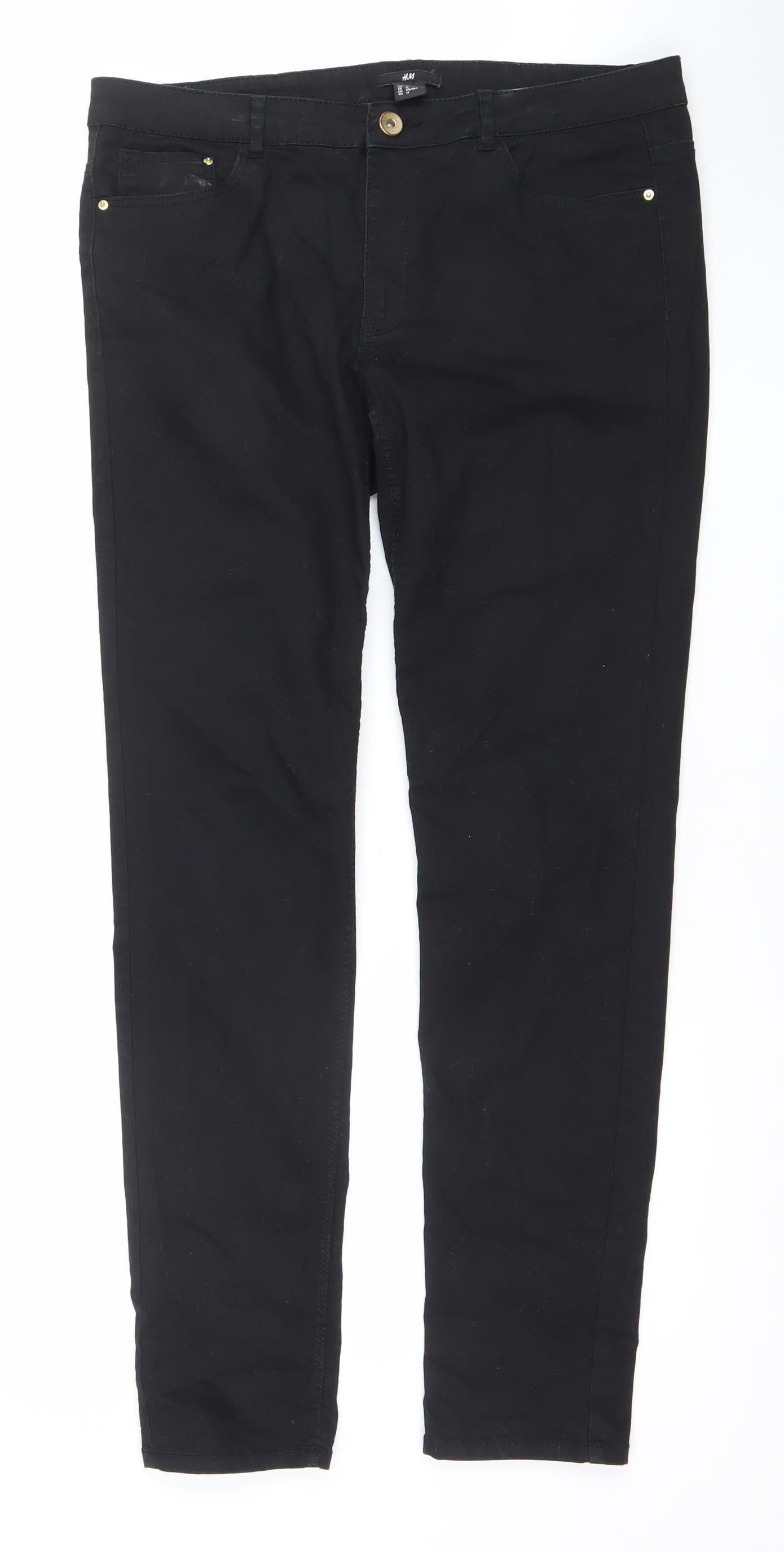H&M Women Black Skinny Jeans Size 16 Stretch Cotton Blend