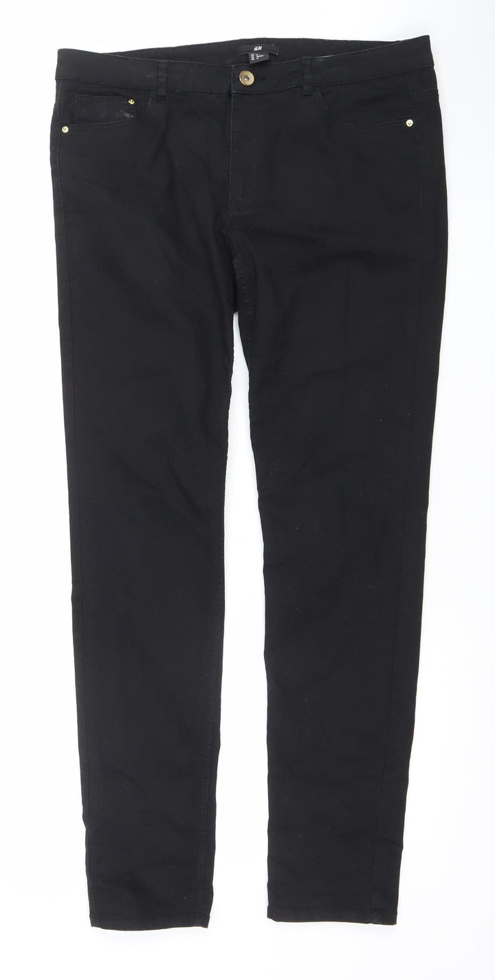 H&M Women Black Skinny Jeans Size 16 Stretch Cotton Blend