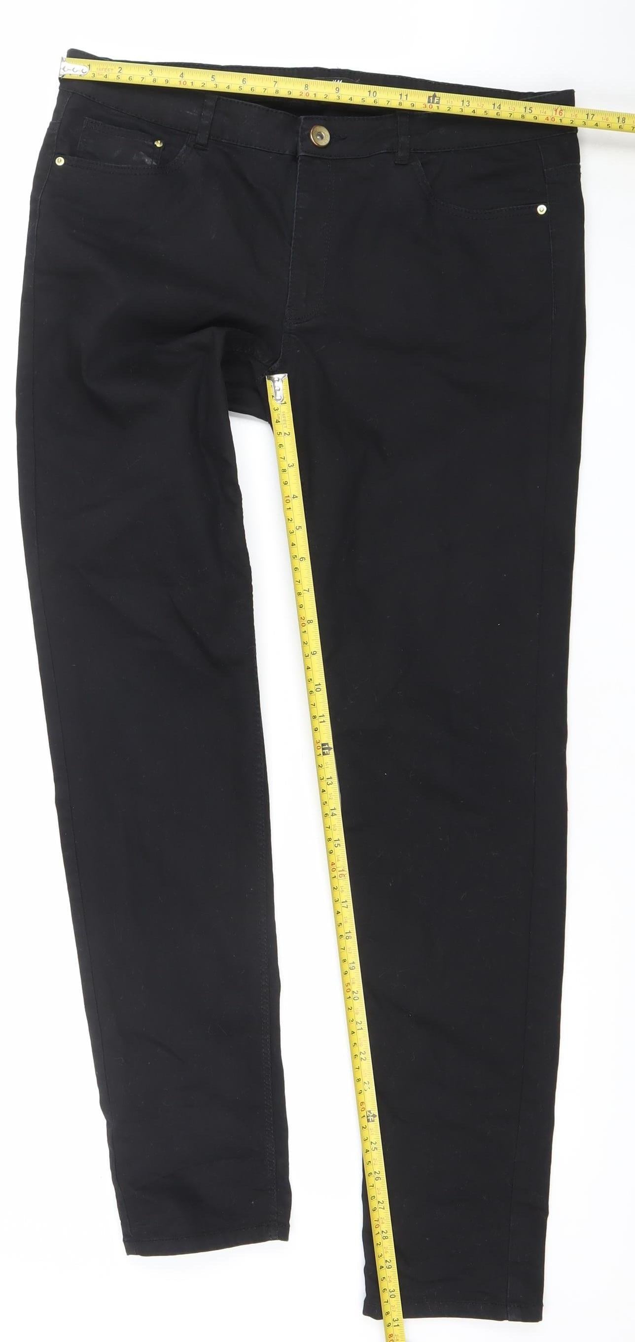 H&M Women Black Skinny Jeans Size 16 Stretch Cotton Blend