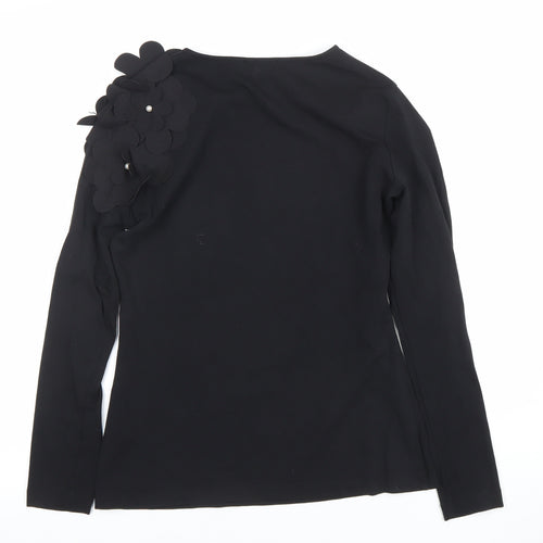 Savida Women’s Black Floral Shoulder Long Sleeve Blouse Size 10