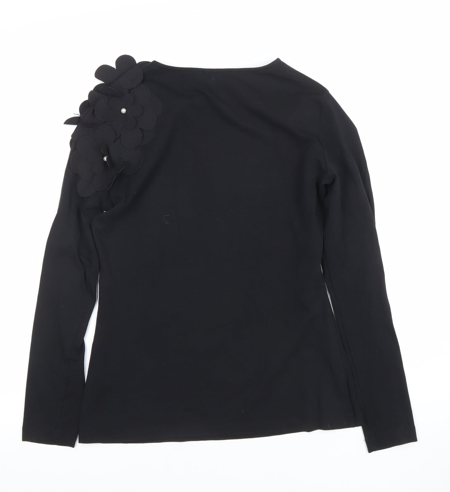Savida Women’s Black Floral Shoulder Long Sleeve Blouse Size 10