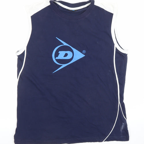 Dunlop Men's Blue Sleeveless Tank Top L Gym Training Jersey