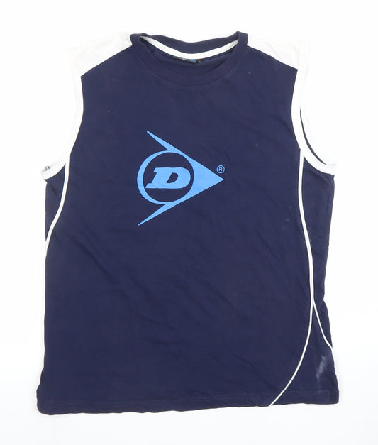 Dunlop Men's Blue Sleeveless Tank Top L Gym Training Jersey