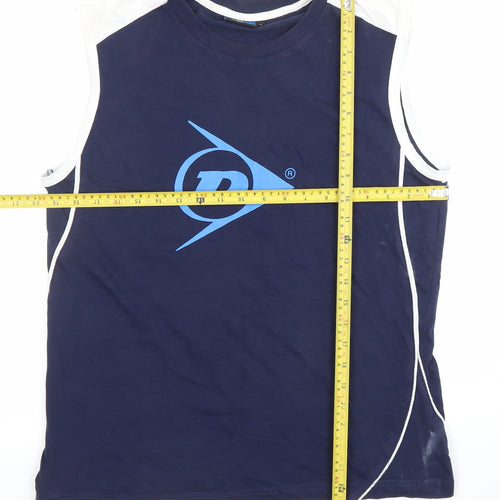Dunlop Men's Blue Sleeveless Tank Top L Gym Training Jersey