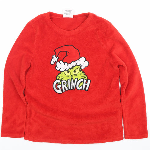 The Grinch Women's Red Fleece Pyjama Top Size S Christmas Long Sleeve