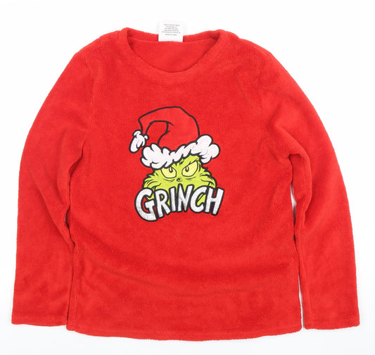 The Grinch Women's Red Fleece Pyjama Top Size S Christmas Long Sleeve