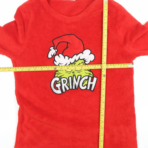 The Grinch Women's Red Fleece Pyjama Top Size S Christmas Long Sleeve