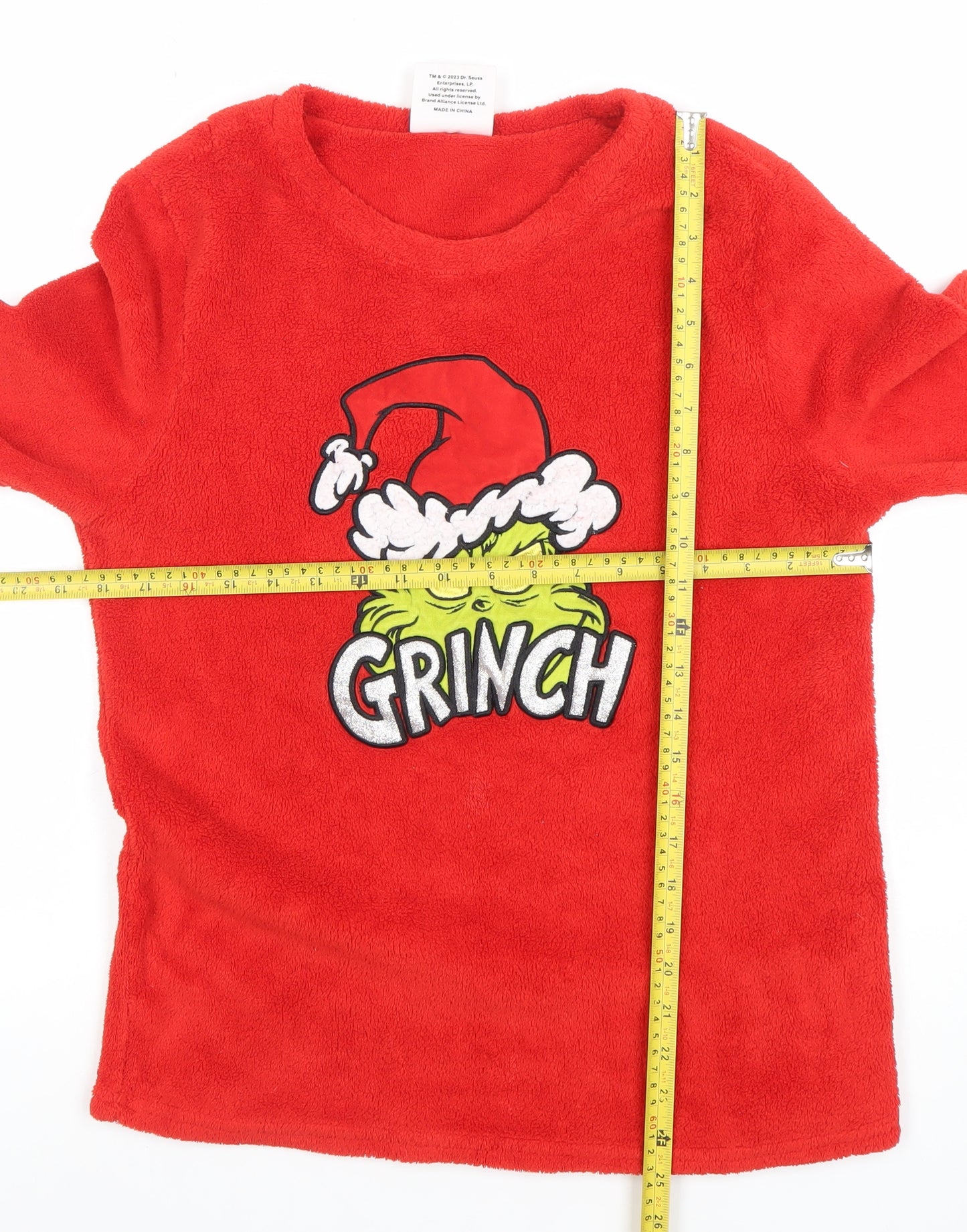 The Grinch Women's Red Fleece Pyjama Top Size S Christmas Long Sleeve