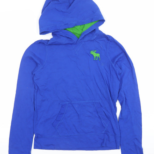 Abercrombie Teens Blue Pullover Hoodie L Embroidered Logo