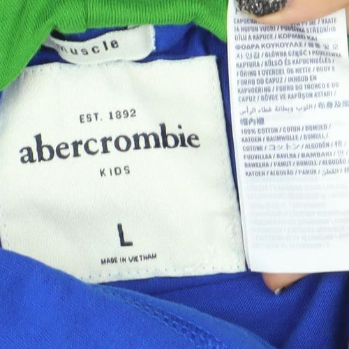 Abercrombie Teens Blue Pullover Hoodie L Embroidered Logo
