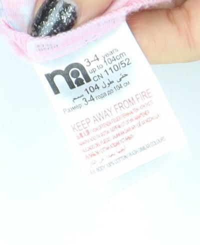 Tu Girls Pink Floral Cotton A-Line Dress 3-4 Years Ruffle Sleeve