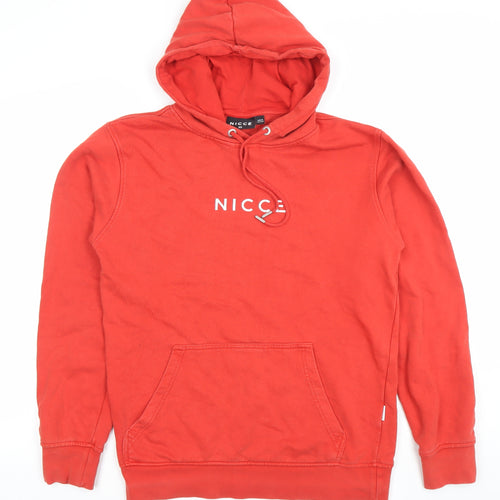 NICCE Men's Red Pullover Hoodie XS Cotton Logo Sweatshirt