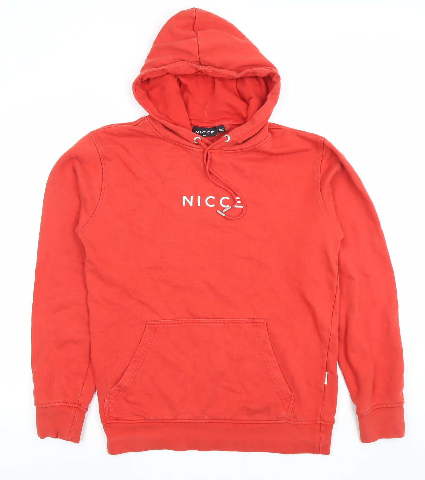 NICCE Men's Red Pullover Hoodie XS Cotton Logo Sweatshirt