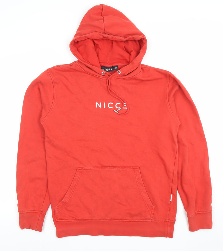 NICCE Men's Red Pullover Hoodie XS Cotton Logo Sweatshirt