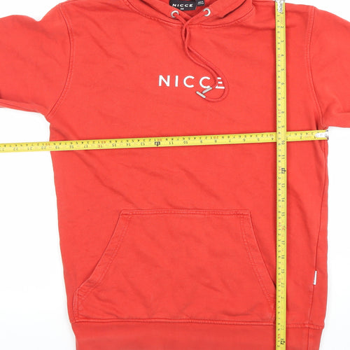 NICCE Men's Red Pullover Hoodie XS Cotton Logo Sweatshirt