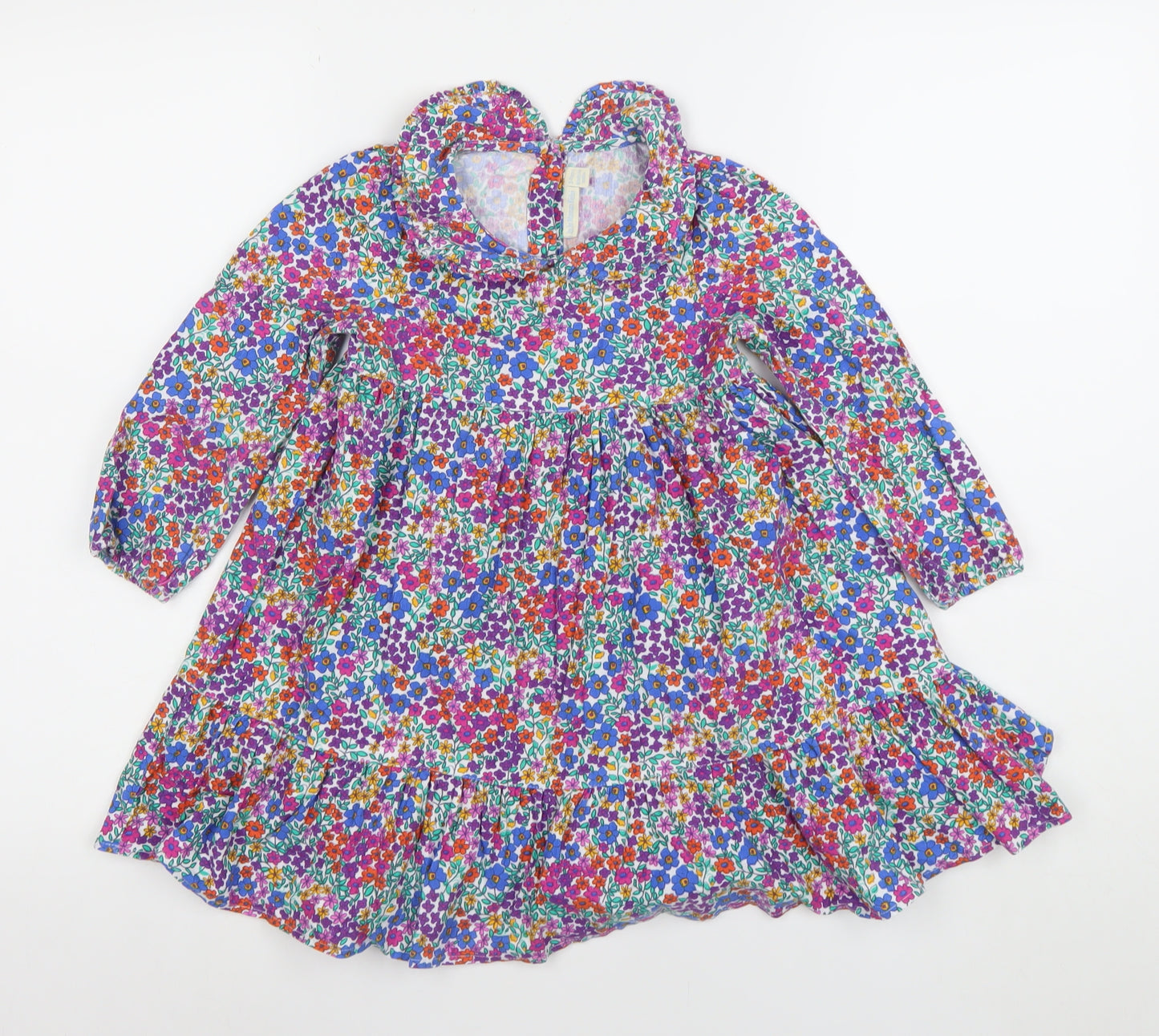 JoJo Maman Bébé Girls Multicoloured Floral Cotton A-Line Dress 3 Years