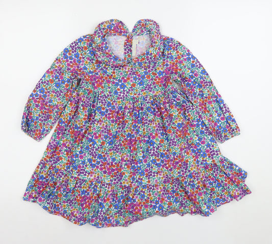 JoJo Maman Bébé Girls Multicoloured Floral Cotton A-Line Dress 3 Years