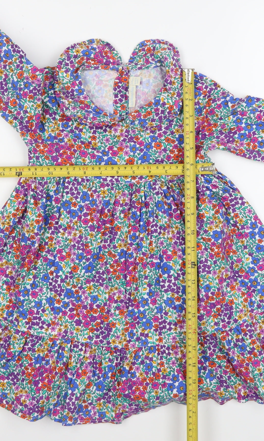 JoJo Maman Bébé Girls Multicoloured Floral Cotton A-Line Dress 3 Years