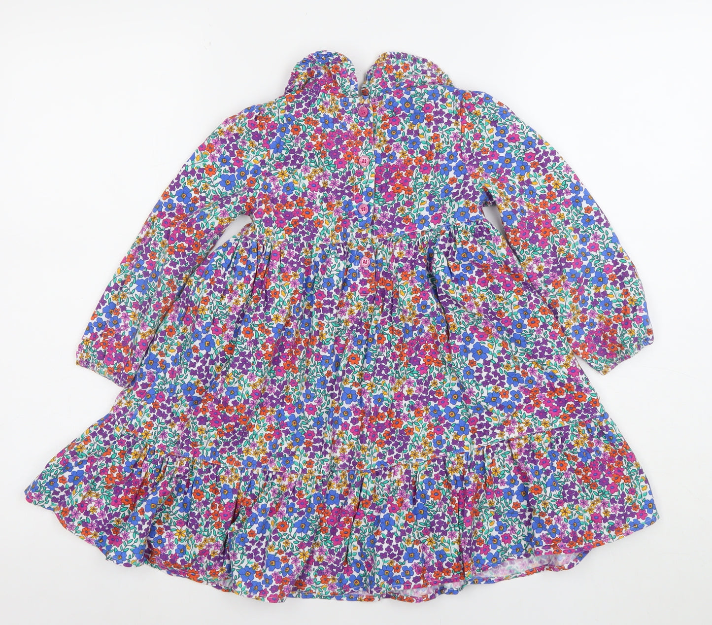 JoJo Maman Bébé Girls Multicoloured Floral Cotton A-Line Dress 3 Years