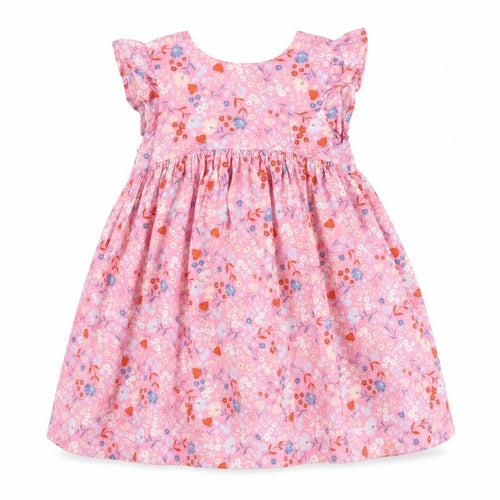 M&J Girls Pink Floral A-Line Cotton Knee Length Dress 3-4 Years