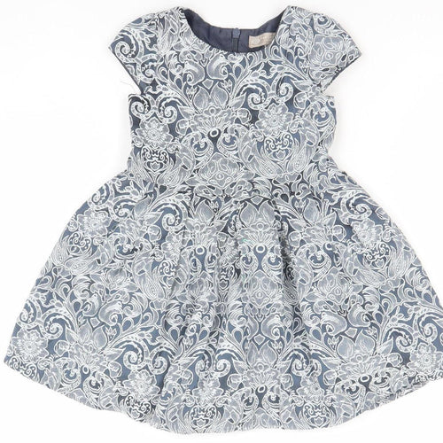 Paul Costelloe Girls Blue Floral Fit & Flare Dress 3 Years